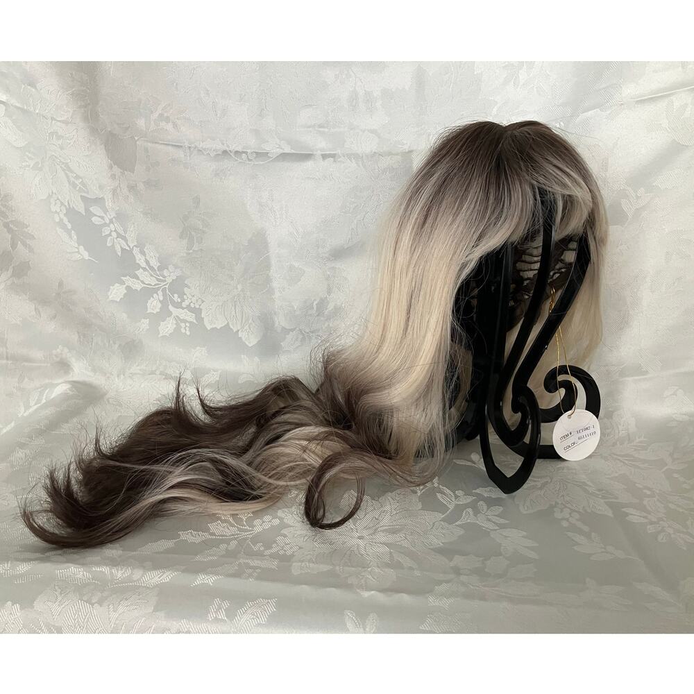 Long Black Blonde Wavy Synthetic Wig With Bangs 26 Inch New With Tag